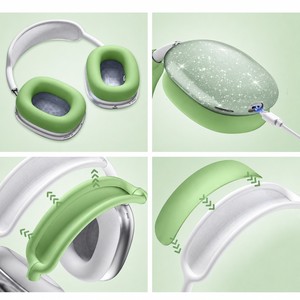Funda de TPU con purpurina para auriculares y diadema para <span class=keywords><strong>AirPods</strong></span> Max, juego de carcasas protectoras transparentes antiarañazos - Product Image 5