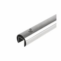 Rampe en verre sans cadre en acier inoxydable 304, tube rainuré, main courante DIY, design contemporain pour appartement