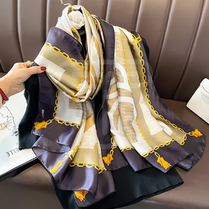 2024 Summer Fashion Long Silk Scarves Women Beach <b>Wrap</b> Printed Satin Silk <b>Shawl</b> Scarf 180x90 - Product Image 5
