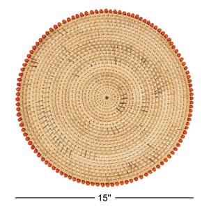 Napperon rond en rotin avec bordure perlée Produits écologiques Fabriqués au Vietnam Décoration de table Napperon tissé Vente en gros Moderne - Product Image 3