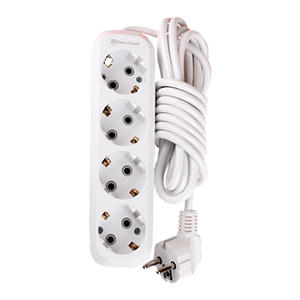 4 Way White Extension Socket With Grounding 2 Meters Cable Electrical <b>Power</b> <b>Strip</b> ABS Plastic UK US EU Plug Switching Socket - Product Image 2