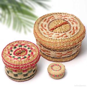 Seagrass <b>boxes</b> office home <b>decor</b> <b>lid</b> containers eco friendly oval sea grass storage box container - Product Image 6