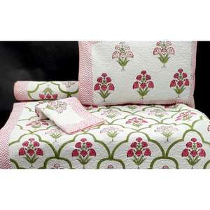 Manta acolchada para cama, bloque de mano, estampado Floral, 100% algodón, colcha suave para el hogar, boda, cama hecha a mano - Product Image 2