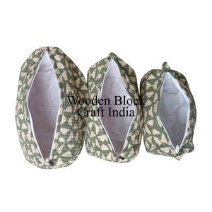 Wholesale 100% Cotton Zipper Pouch 3-Piece Quilted Cosmetic Accessory <b>Bag</b> Set Eco-Friendly Women's Makeup Pouch for <b>Toiletry</b> <b>Bag</b> - Product Image 4