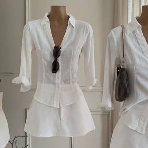 Camisa Blanca de Mujer con Botones, Estilo Minimalista, Personalizada OEM, para Uso Diario en la Oficina - Product Image 6