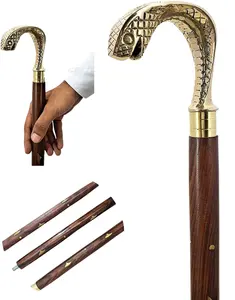 Messing Slangenhandvat Designer Cane Handgemaakte Houten Wandelstok Cane Vintage Een Geweldig Cadeau Item Voor Uw Senioren Cadeau Groothandel