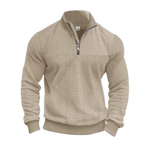 <b>Men's</b> Winter And Autumn Warm Pullover Sweatshirt Featuring <b>Quarter</b>-<b>Zip</b> Design And Solid Pattern <b>Men's</b> Long-Sleeved Sweatshirt - Product Image 1