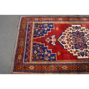 Alfombra Kilim clásica roja y azul de 5,2x10,9 pies, alfombras rectangulares turcas de área grande de lana, respaldo de látex de 10mm de espesor para sala de pasillo - Product Image 3