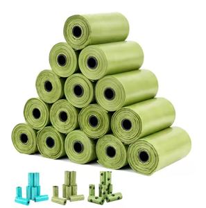 Vietnam logotipo personalizado compostable 100% biodegradable extra grueso perro caca bolsa de basura de plástico rollos bolsa de caca de perro - Product Image 1