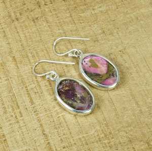 Ostra púrpura cobre turquesa 925 pendientes de plata esterlina hechos a mano diciembre piedra natal regalo para su joyería de aniversario - Product Image 2