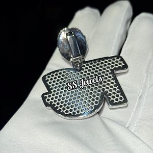8.62Ct Custom VVS Lab Grown Diamond Pendant & Charm 925 <b>Silver</b> Bustdown Logo <b>Letter</b> with Iced Customized Bail <b>Necklace</b> - Product Image 2