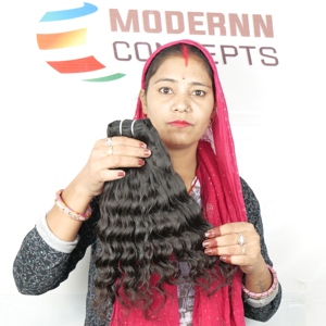 Venta al por mayor 100% Extensiones de cabello humano indio sin procesar Cutícula virgen alineada Paquete ondulado Ninguno Procesamiento químico Recto - Product Image 6