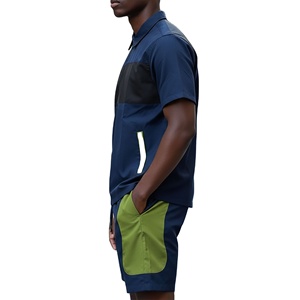 Whole Sale Casual Wear 100% Cotton Two Piece Short Set Custom Embroidery Logo Hip Hop Style Printed - Product Image 2