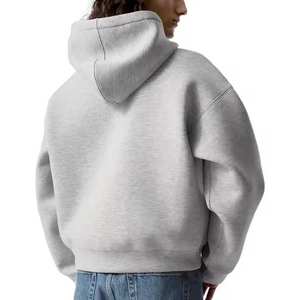 Nuevo Jersey grueso personalizado Unisex con cremallera en blanco sudaderas con capucha recortadas de peso pesado Boxy Zip Sudadera con capucha de alta calidad para hombres - Product Image 6