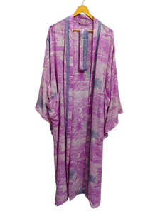 Kimono de verano de lujo para cubrir el bikini, bata larga de noche, Kimono Sari de seda reciclado vintage indio hecho a mano, - Product Image 3