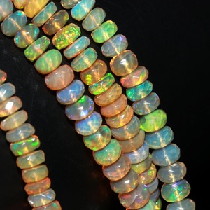 16-Inch Rondelle Yellow Ethiopian <b>Fire</b> Opal Bead Necklace Long-Strand 4-7mm Gemstone Beads - Product Image 4
