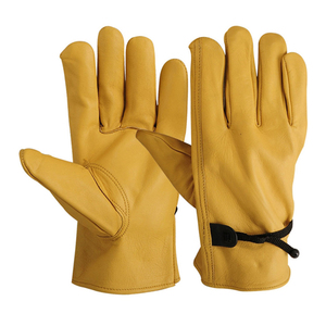 Guantes de conductor de cuero de grano de cuero de vaca con logotipo personalizado Premium Protección de manos de trabajo de seguridad industrial con logotipo personalizado - Product Image 1