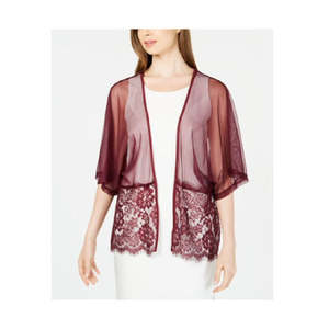 INC International Concepts Sciarpa da donna in nylon e seta con stampa floreale e pizzo, colore vino, taglia unica, per l'autunno - Product Image 1