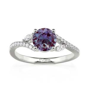 Anillo de compromiso Jeulia con circonita redonda solitaria y tallo dividido en oro blanco con baño de rodio - Product Image 3