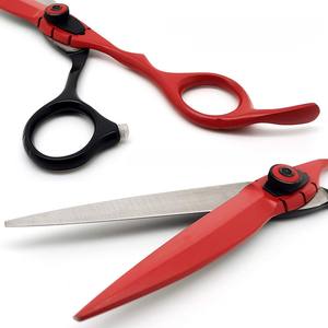 Ciseaux de barbier professionnels de couleur rouge et noire, droits, tranchants, en acier inoxydable, instrument de beauté, ciseaux à effiler Hosanna Surgical - Product Image 6