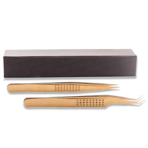 Pince à épiler professionnelle pour extensions de cils, design à pois, avec emballage en boîte, logo personnalisé, antistatique - Product Image 2