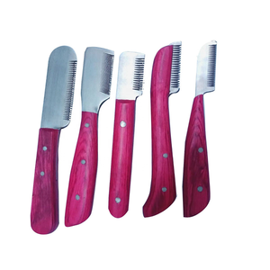 Herramientas de aseo para mascotas con juego de cuchillos peladores de acero inoxidable y mangos de madera - Product Image 1