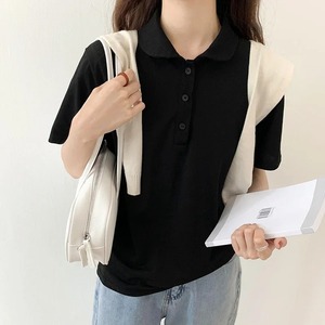 Summer 2024 New <b>Women's</b> <b>Polo</b> <b>Shirts</b> Short Sleeve Turn-down Collar Bottom Casual Loose T-<b>shirt</b> Tops Female Students - Product Image 6