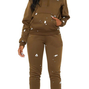 Survêtement à capuche deux pièces pour femme haute performance avec motif uni en tissu de toile de coton biologique pour un confort hivernal - Product Image 6