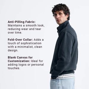 Sudaderas en blanco con cuello plegable antipilling, diseño minimalista, ideal para sudaderas de estilo diario para adultos - Product Image 5