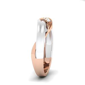 Anillo de Bodas de dos tonos certificado IGI para hombre, oro sólido de 18 quilates, diamante natural, corte brillante redondo, banda de oro blanco rosa, marca VDS - Product Image 4