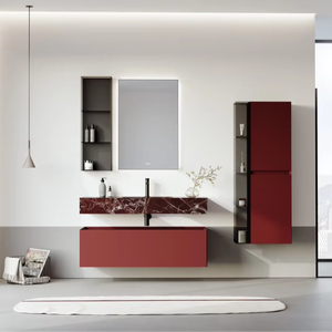 Stylish Levanta Vanity with Open <b>Shelf</b> and Fume <b>Glass</b> Finish - Product Image 1