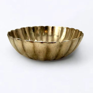 <b>Large</b> handcrafted metal dates <b>bowl</b> with embossed floral motifs for festive serving and traditional home decor - Product Image 1