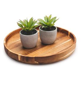 Plateau de service rond en bois | Ottoman 15.7 "| Plateau de Table basse ronde | Décorateur | Servant rond | En bois - Product Image 2