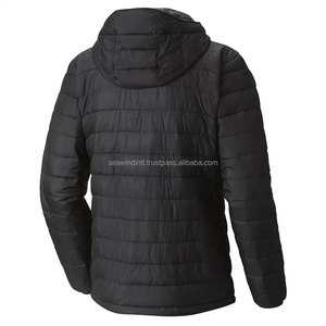 Veste bomber d'hiver en gros pour hommes, veste noire à capuche en fibre de polyester, thermique, imperméable - Product Image 1