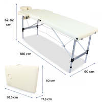 Mobiclinic CA-01 Table de massage pliable Portable Aluminium 186x60 cm Crème Appui-tête en cuir synthétique pour le salon