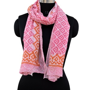 Voile Sanganeri Handmade Eco-friendly Pink Cotton <b>Scarf</b> Sarong Block Print Summer Beach Cover Ups Pareo <b>Women</b> Long Traditional - Product Image 1