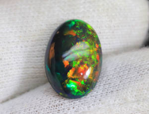 Cabujón de ópalo negro etíope natural, gemas de ópalo de fuego de galaxia Welo, piedra preciosa de ópalo negro etíope bien pulida a precio al por mayor - Product Image 5