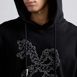 Sweat à capuche d'hiver personnalisé de haute qualité avec design en strass, tissu en molleton 100% coton respirant pour hommes - Product Image 5