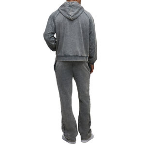 เสื้อฮู้ดแขนเรกแลนสีเทาเข้มแบบสั่งทำพิเศษสำหรับฤดูหนาว ผลิตจากผ้าฝ้าย 100% เป็นมิตรต่อสิ่งแวดล้อม กันลม ล้างสีแบบแอซิด ประดับด้วยคริสตัล ราคาขายส่งจำนวนมาก - Product Image 3