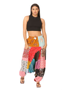 Femmes écologique haute coton toile Harem Joggers décontracté Boho doux respirant ample Cargo pantalon plat gratuit pantalon - Product Image 3