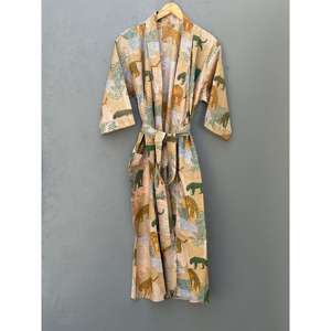 Bata Kimono de Algodón de Lujo para Mujer, Estampado Floral Indio, Bata de Verano Suave Tejida, Ropa de Descanso Diaria, Talla Única, ODM - Product Image 4