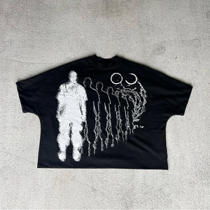 เสื้อครอปโอเวอร์ไซส์แบบ300กำหนดเองเสื้อยืดผ้าฝ้ายเทอร์รี่พอดีไหล่ปล่อย - Product Image 1