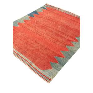 พรมขนสัตว์ลายเรขาคณิต Nayaab สีแดงและสีส้ม ทอแบบเรียบ สำหรับบ้าน ห้องนั่งเล่น ห้องโถง ห้องนอน-Paem-829 - Product Image 2