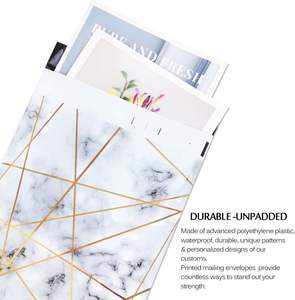 Lot de 100 sacs polymailers de remerciement 25x33cm, auto-adhésifs, étanches, légers, biodégradables, durables, 2,3 mil, blanc et or - Product Image 4