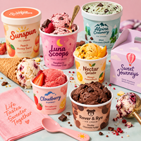 Gobelets à crème glacée personnalisés AT PACK avec logo |   Contenants d'emballage pour gelato de qualité supérieure, bols à dessert et fournitures à emporter pour la crème glacée