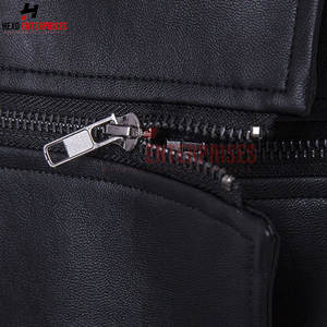 Chaqueta de cuero negra de invierno para hombre Chaqueta de cuero elegante con logotipo personalizado y chaqueta de cuero con etiqueta Privet con cremallera - Product Image 5