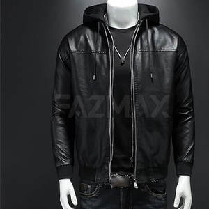 Sudaderas con capucha de cuero para hombre de talla grande Sudaderas con capucha de cuero para hombre a la moda y con estilo En stock para hombres - Product Image 5