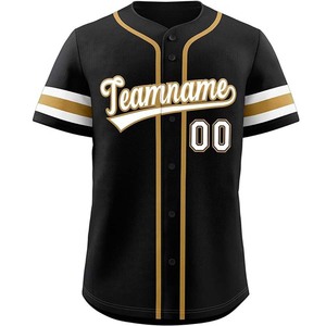 Nom de l'équipe personnalisé broderie imprimé vêtements de sport Baseball Softball porter maillot noir couleur blanc rayures respirant adulte chemises - Product Image 4