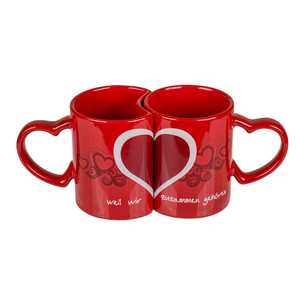 แก้วมัคเซรามิกสองชั้นทำมือ ความจุ 150 มล./240 มล. ใช้กับไมโครเวฟได้ ลายหัวใจสุดน่ารัก 'เพราะเราเป็นคู่' เหมาะสำหรับเป็นของขวัญ - Product Image 4