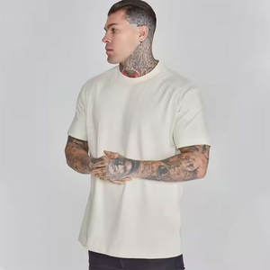 Camiseta de gran tamaño ecológica de 100% algodón para hombre, ajustada, con hombros caídos, Calle/informal, peso pesado, patrón liso en blanco - Product Image 3